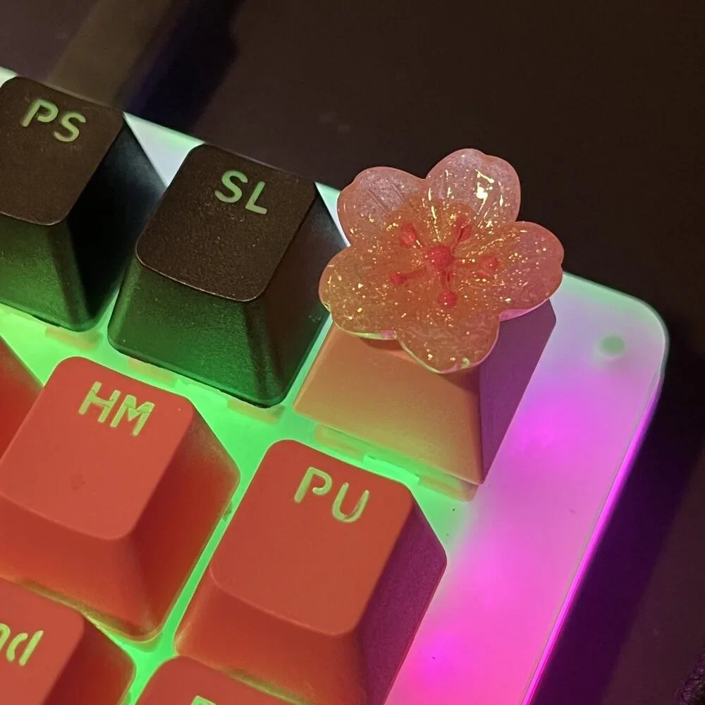 Pink Sakura Cherry Blossom Artisan Keycap for OEM Mechanical keyboard